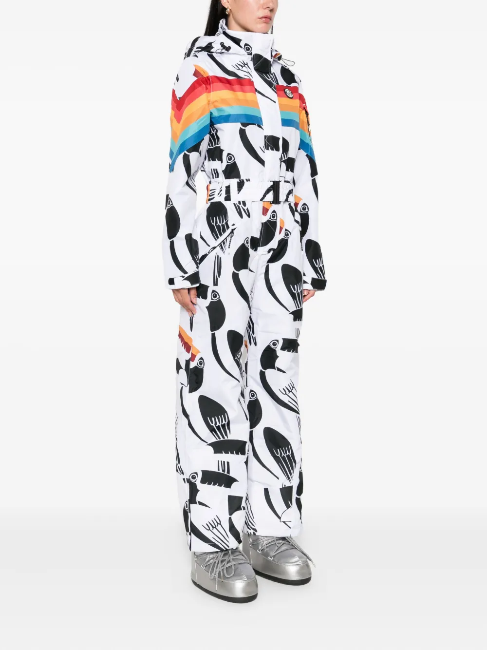 FARM Rio Skipak met toekan-print en regenboogstreep Wit