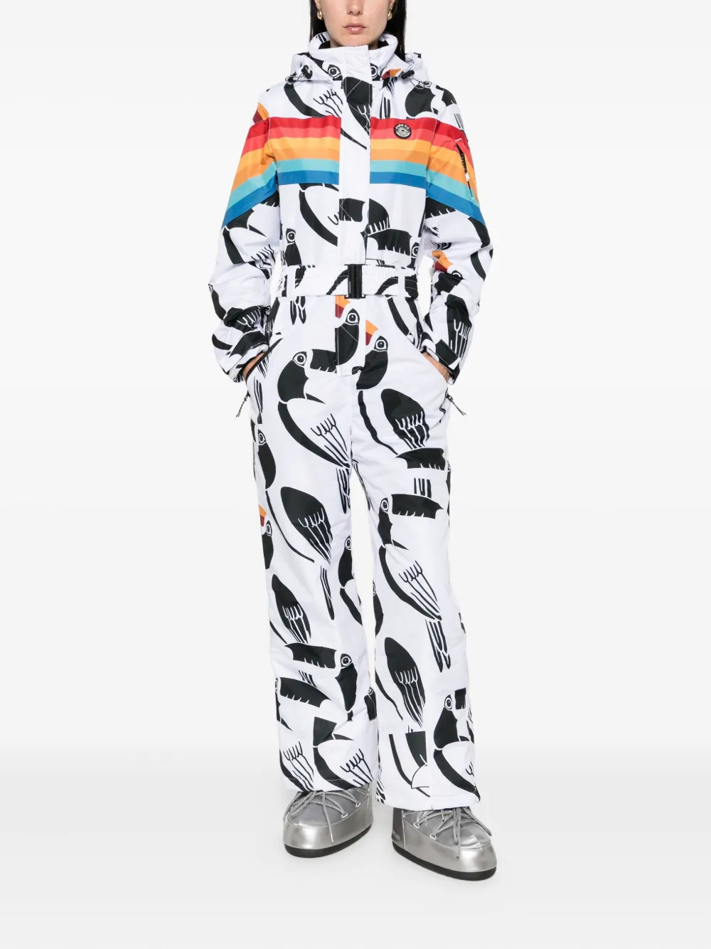 FARM Rio Skipak met toekan-print en regenboogstreep Wit