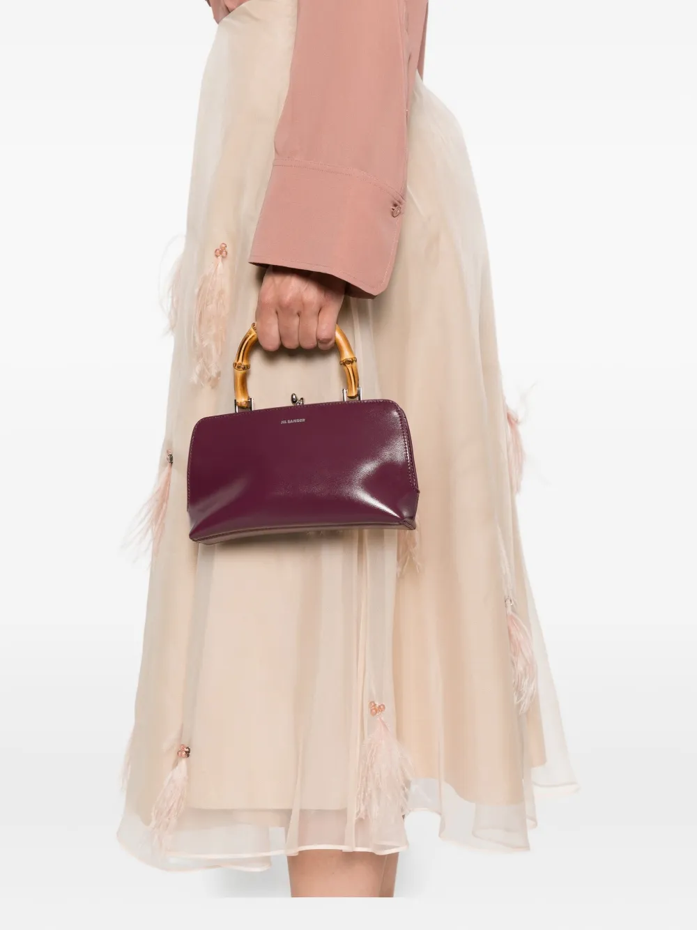 Dorothee Schumacher Tulen rok verfraaid met veren Beige
