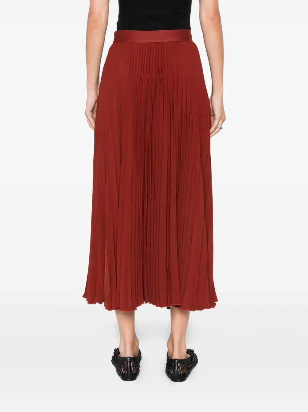 Farm Rio Pleated Midi Skirt In Brown