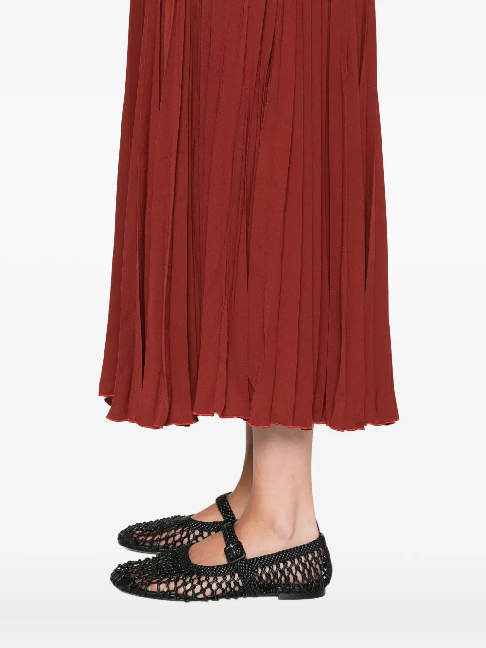 Farm Rio Pleated Midi Skirt In Brown