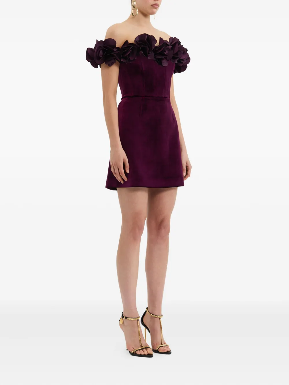 Rebecca Vallance Charles Rose-embellished Mini Dress In Red