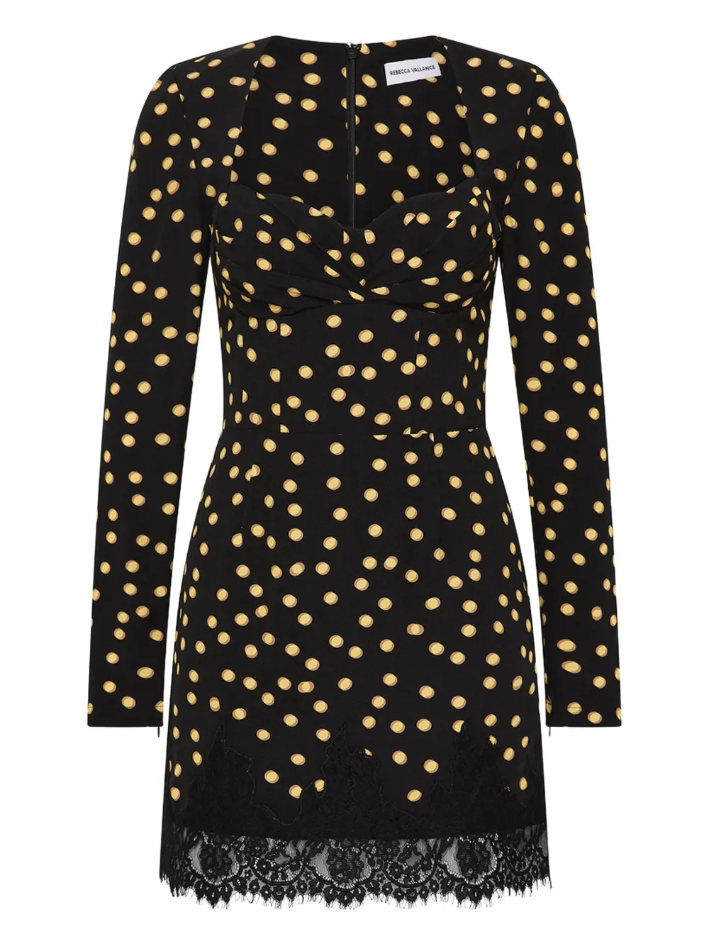 Rebecca Vallance Millie polka-dot lace-trimmed mini dress - ブラック Rebecca Vallance Millie polka-dot lace-trimmed mini dress - ブラック