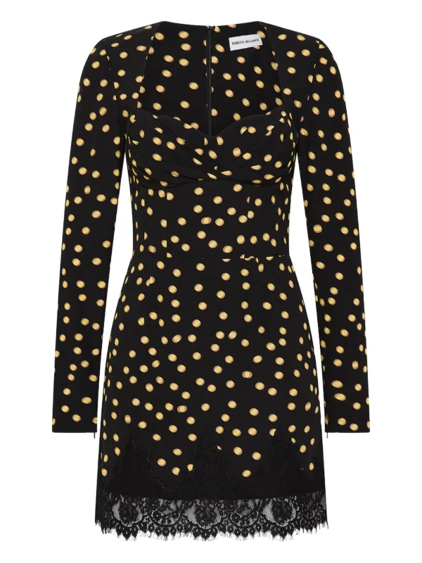 Rebecca Vallance Millie polka-dot lace-trimmed Mini Dress Black