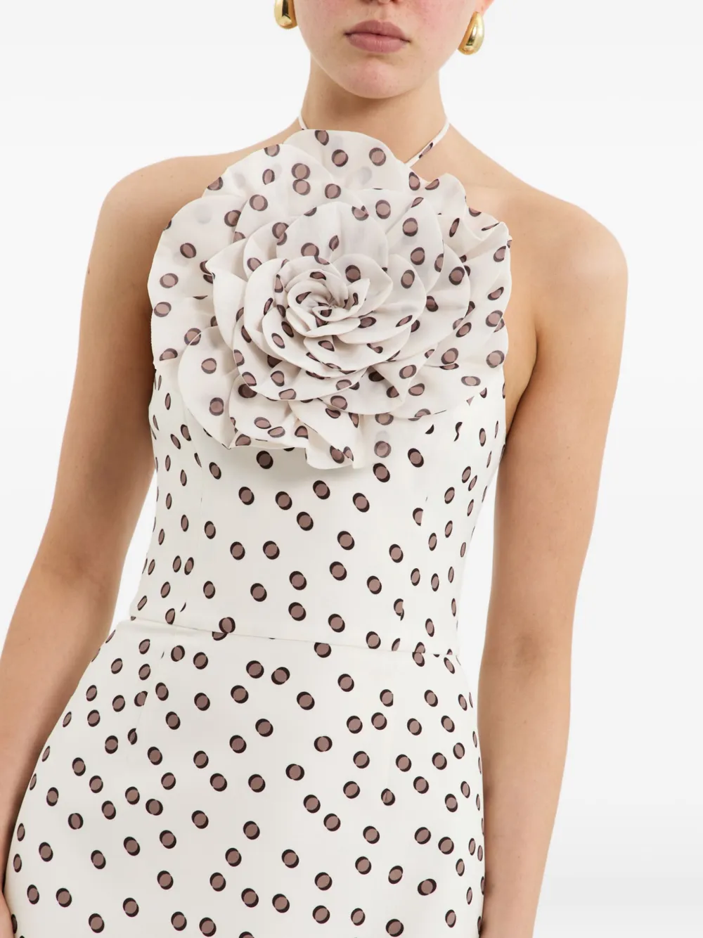 Rebecca Vallance Candice jurk met stippen en roosapplicatie Wit