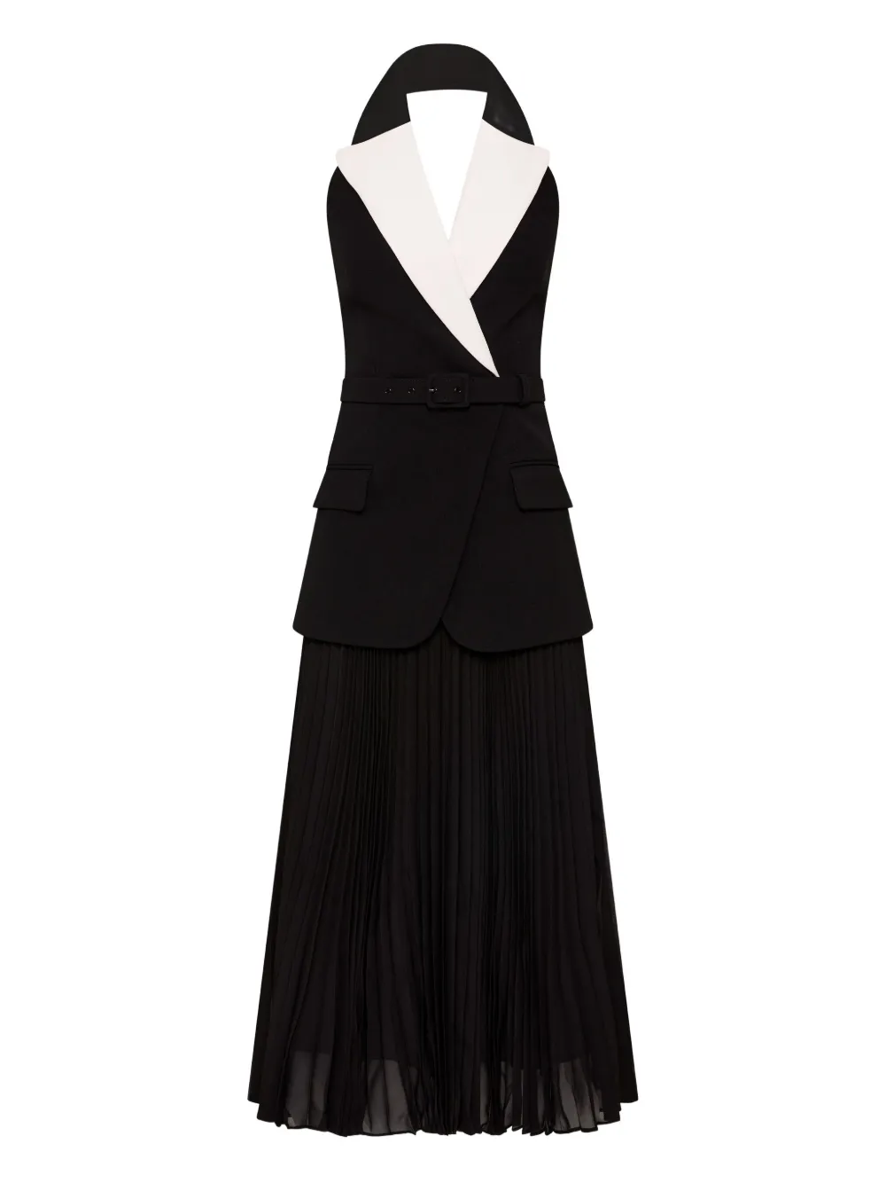 Emma halter-neck pleated midi dress