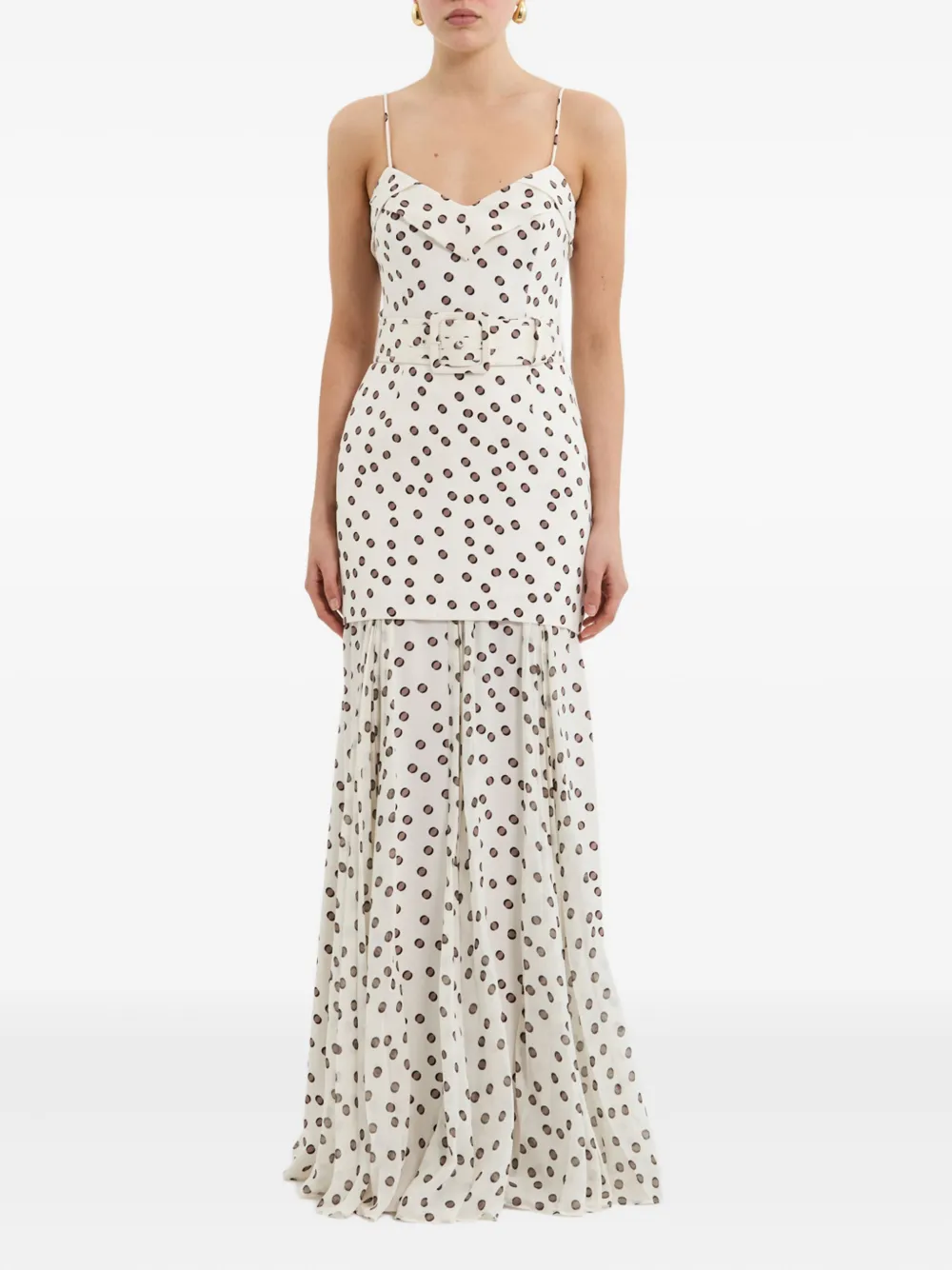 Rebecca Vallance Candice geplooide maxi-jurk met stippen - Wit