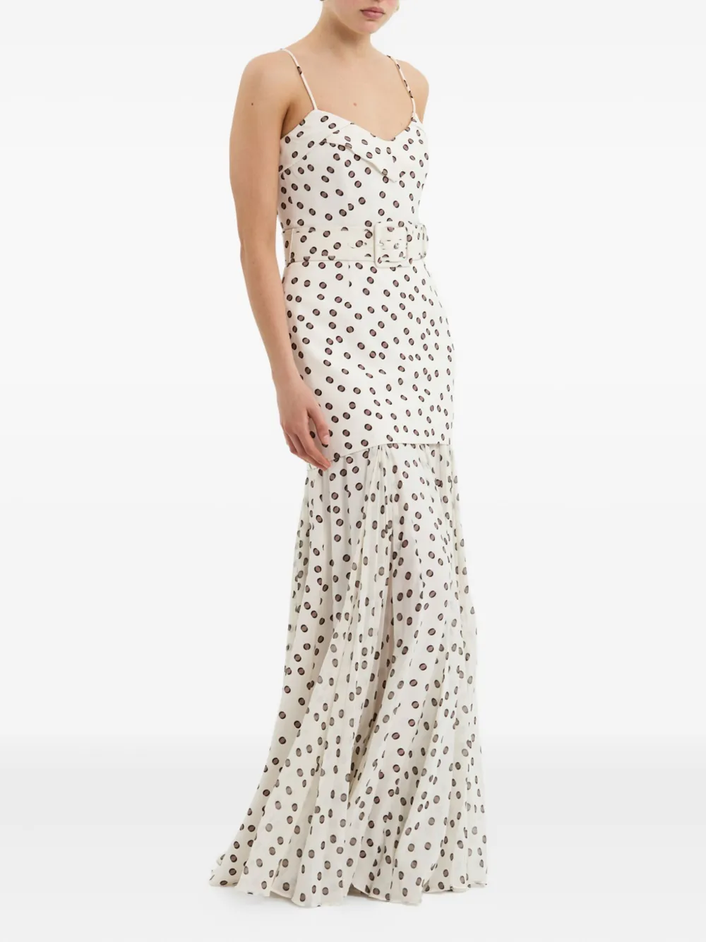 Rebecca Vallance Candice Polka-dot Pleated Maxi Dress In Neutral