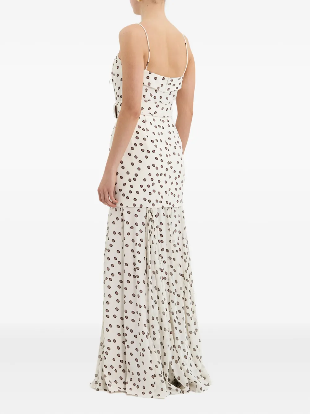 Rebecca Vallance Candice Polka-dot Pleated Maxi Dress In Neutral