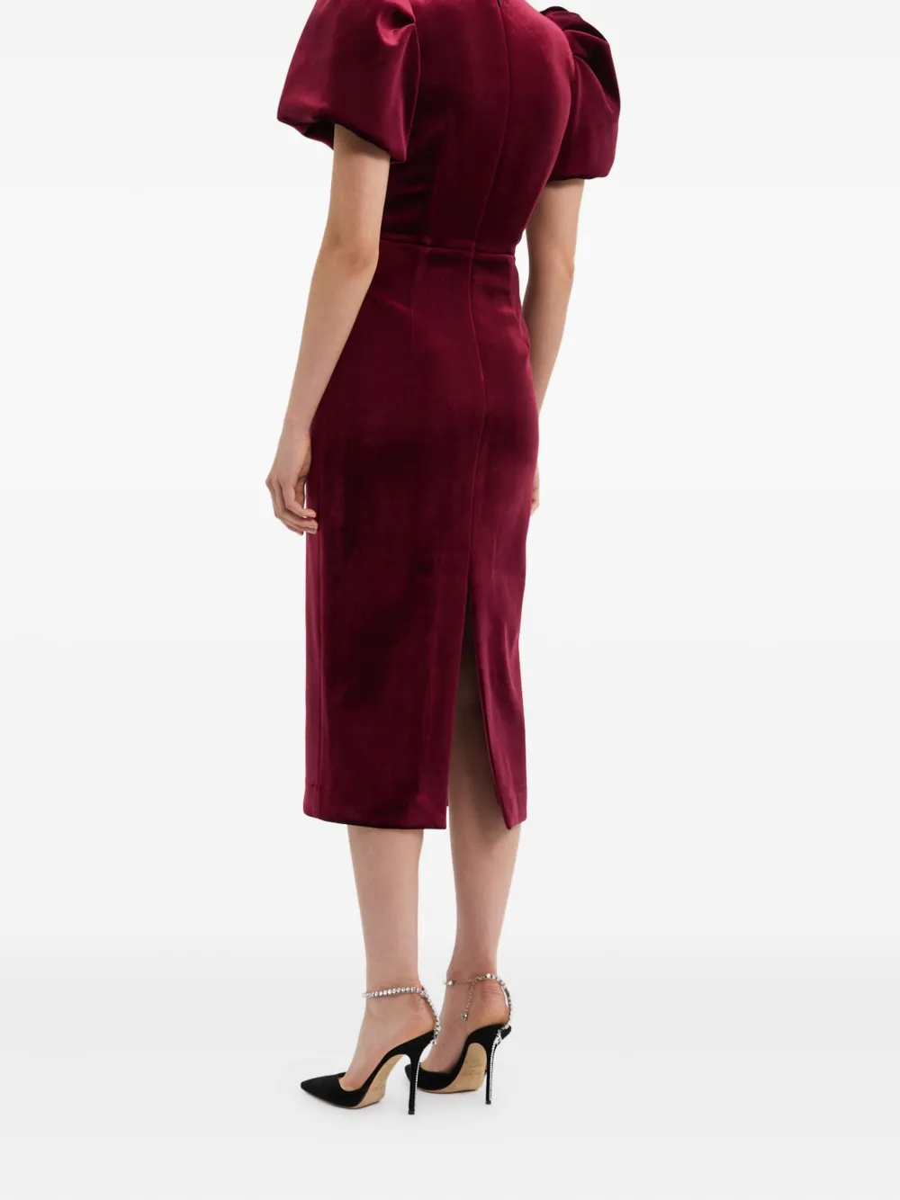 Rebecca Vallance Edwiena midi-jurk verfraaid met pofmouwen Rood