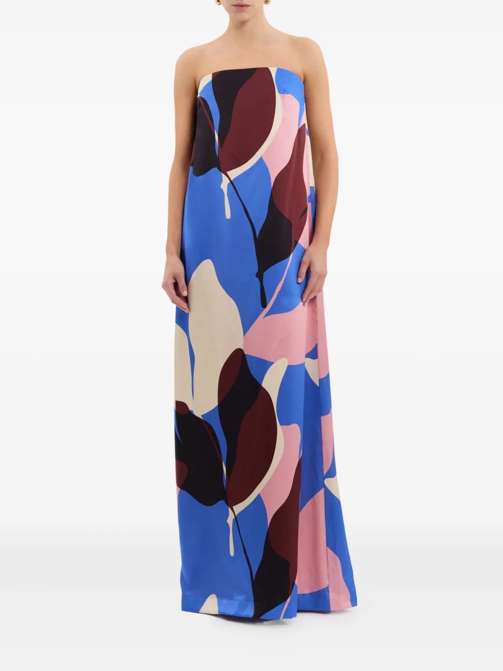 Rebecca Vallance Mika strapless maxi-jurk met abstracte print - Blauw