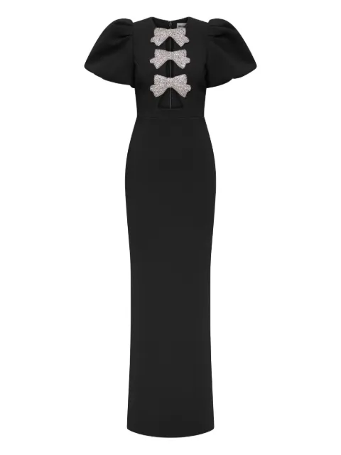 Rebecca Vallance puff-sleeves bow-embellished maxi evening dress