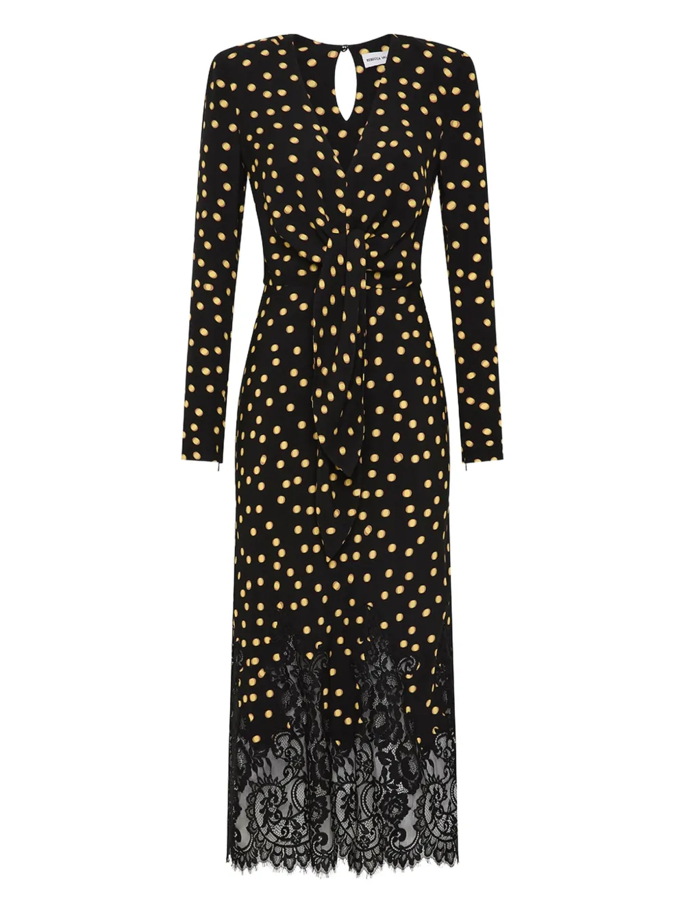 Rebecca Vallance Millie polka-dot lace-trimmed midi dress - ブラック Rebecca Vallance Millie polka-dot lace-trimmed midi dress - ブラック