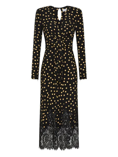 Rebecca Vallance Millie polka-dot lace-trimmed midi dress