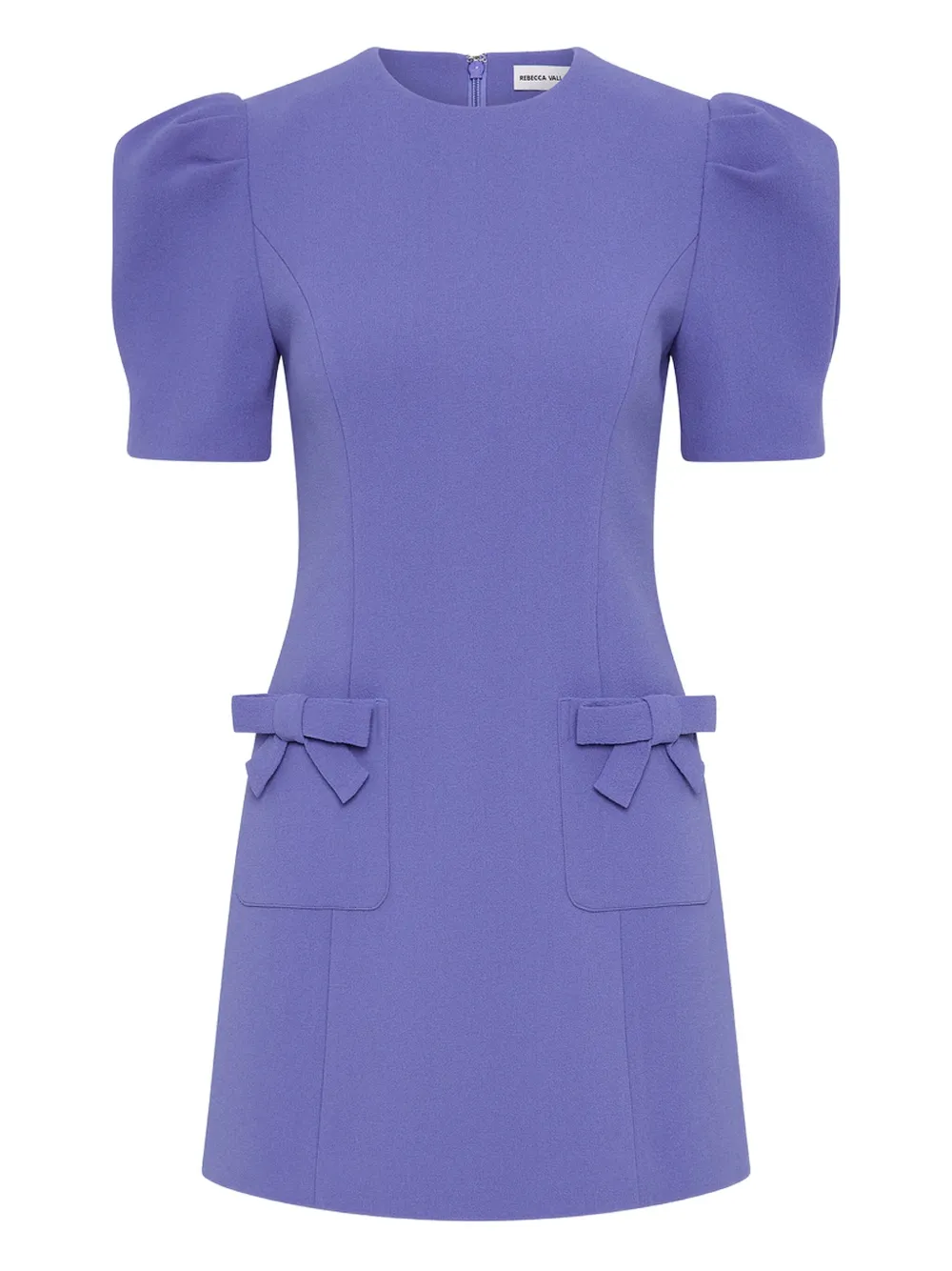 Violetta puff-sleeve bow-detail mini dress