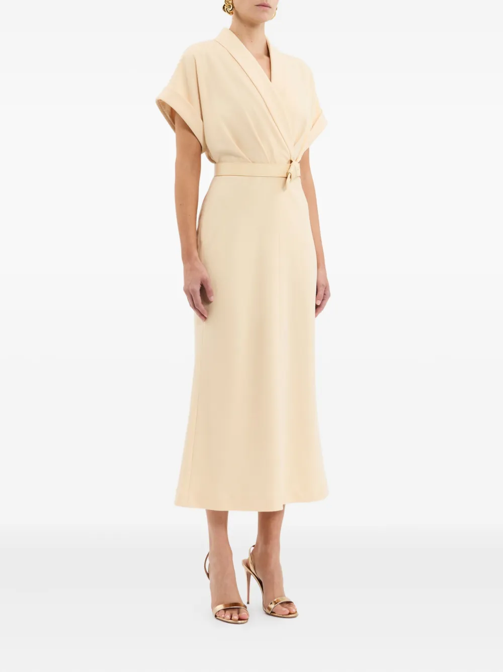 Rebecca Vallance Rowan wrap-belt midi dress Geel