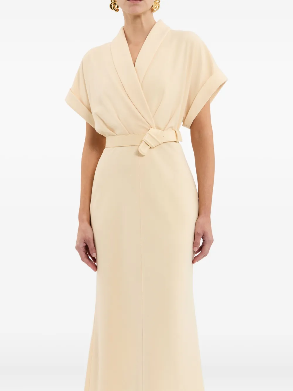 Rebecca Vallance Rowan wrap-belt midi dress Geel