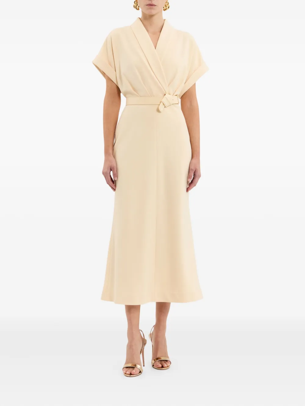 Rebecca Vallance Rowan wrap-belt midi dress Geel