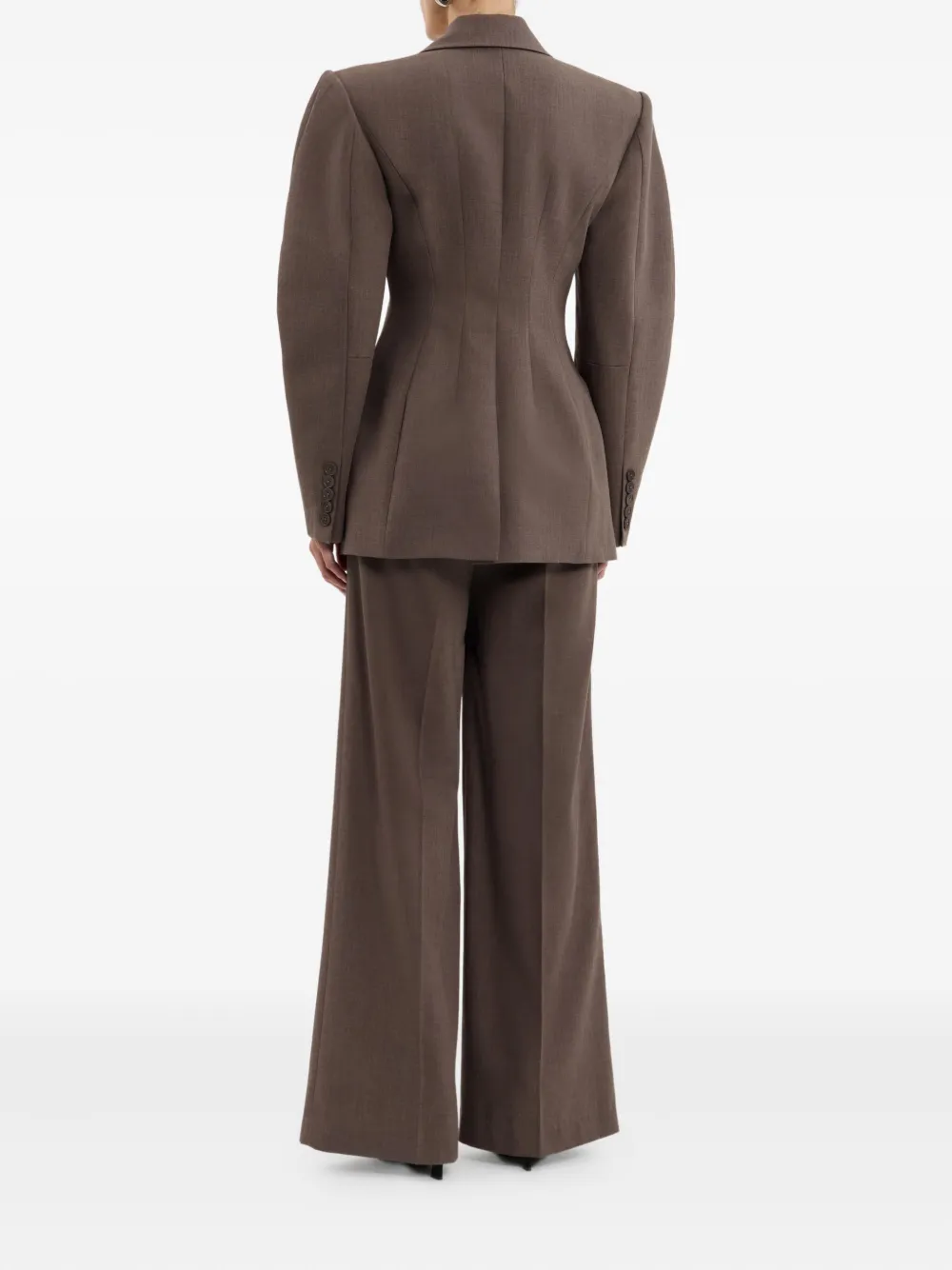 Rebecca Vallance Noah blazer met ballonmouwen en enkele rij knopen Bruin