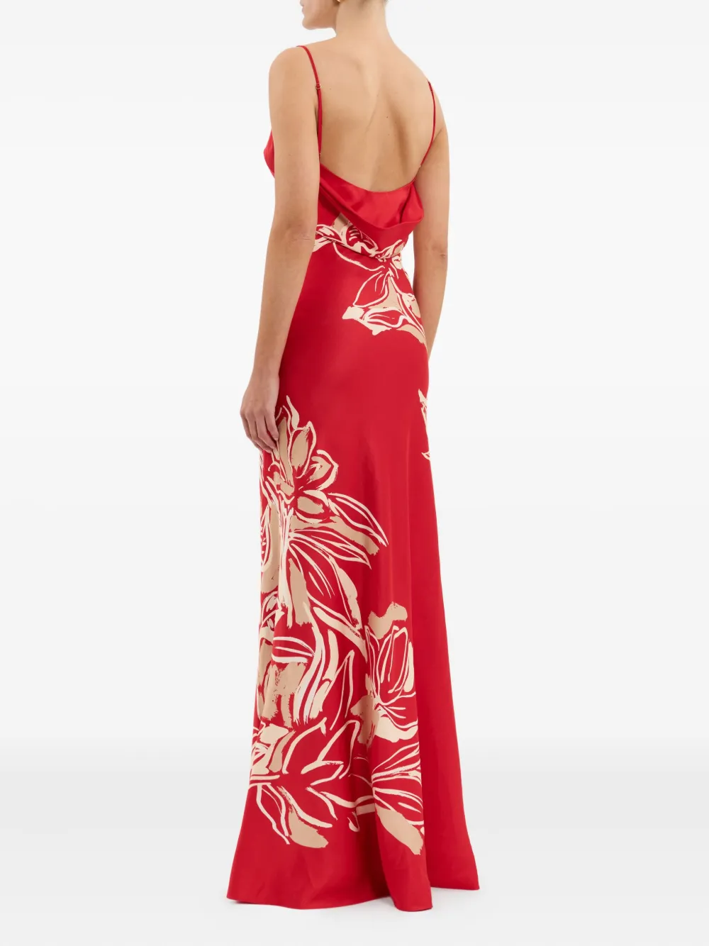 Rebecca Vallance Tallara Chain-embellished Floral Maxi Dress In Red