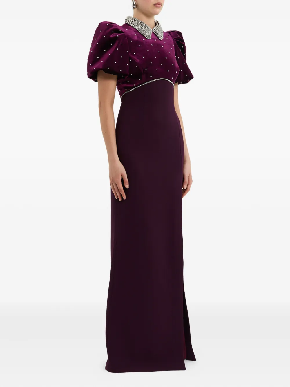 Rebecca Vallance Verfraaide jurk met pofmouwen Paars