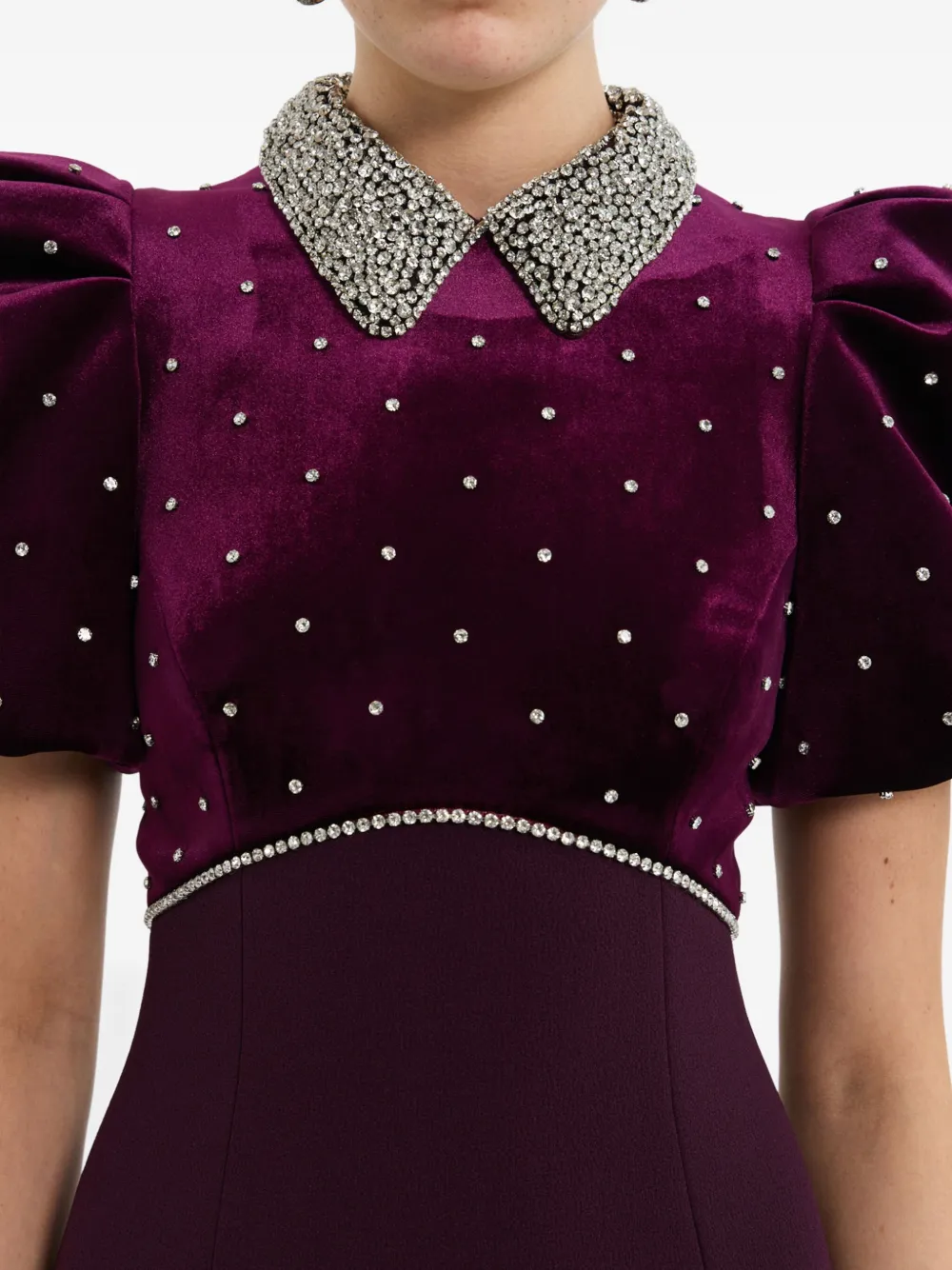 Rebecca Vallance Verfraaide jurk met pofmouwen Paars