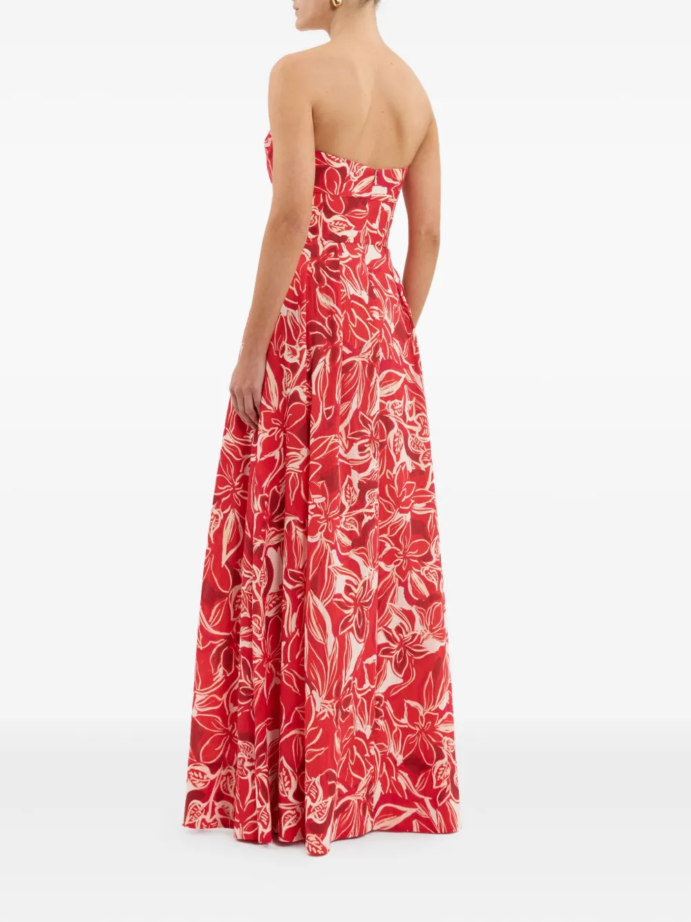 Rebecca Vallance Strapless maxi-jurk met bloemenprint Rood