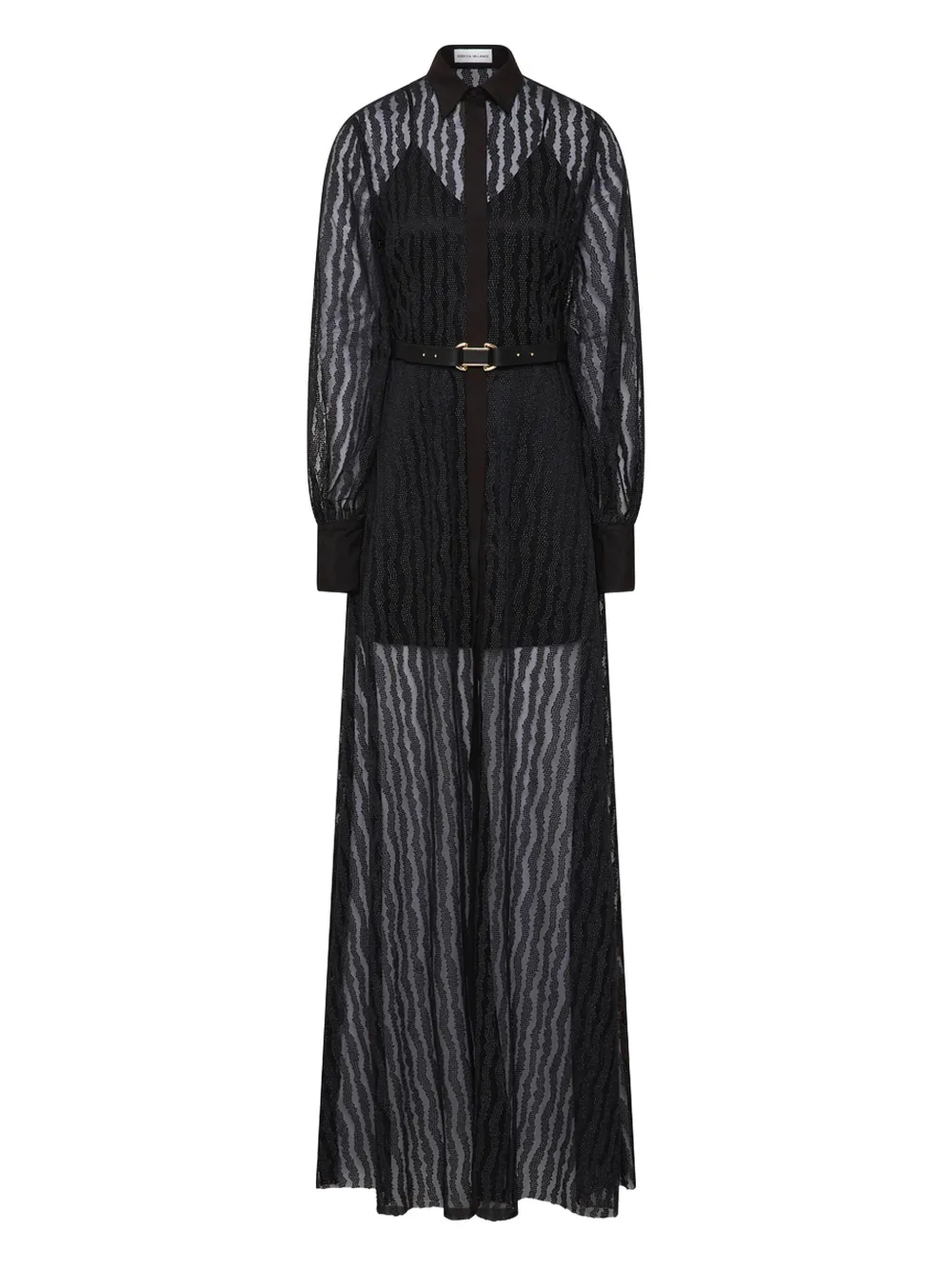 Seraphina wave-pattern belted maxi dress