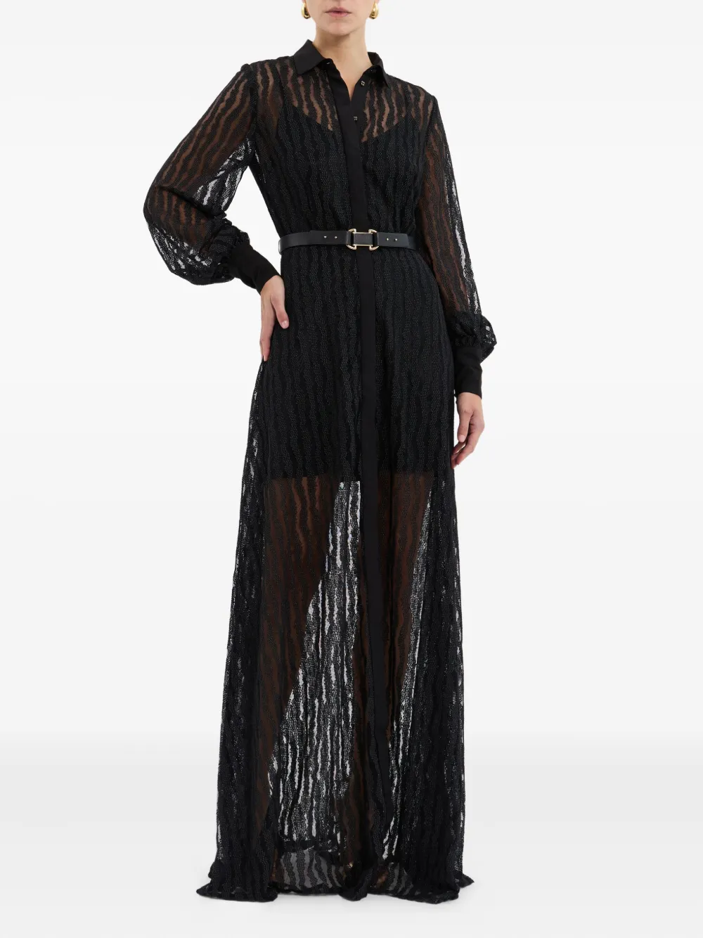 Rebecca Vallance Seraphina maxi-jurk met patroon en ceintuur - Zwart