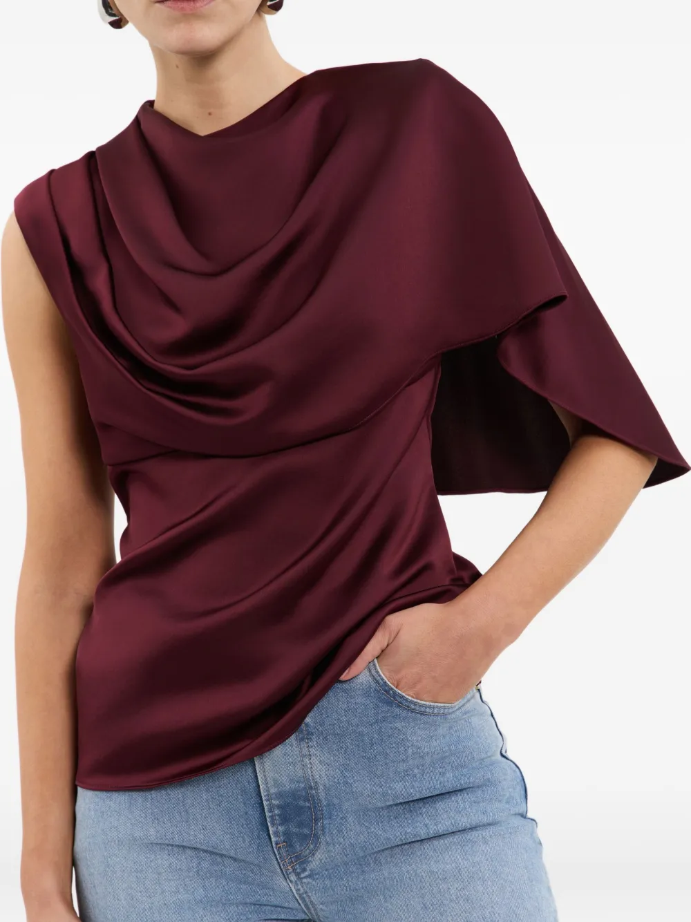 Rebecca Vallance Avalon Draped One-shoulder Top In Red