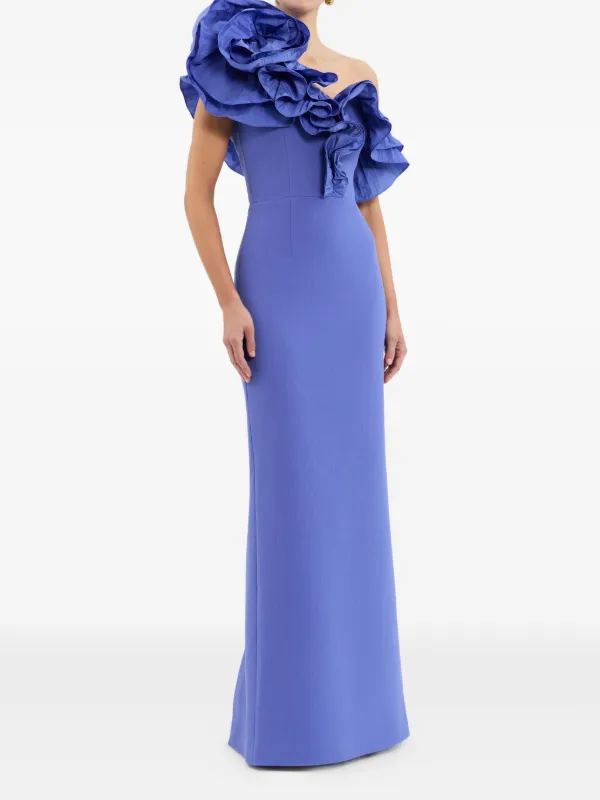 Rebecca Vallance ruffle-detail one-shoulder Maxi Evening Rebecca Vallance ruffle-detail one-shoulder Maxi Evening