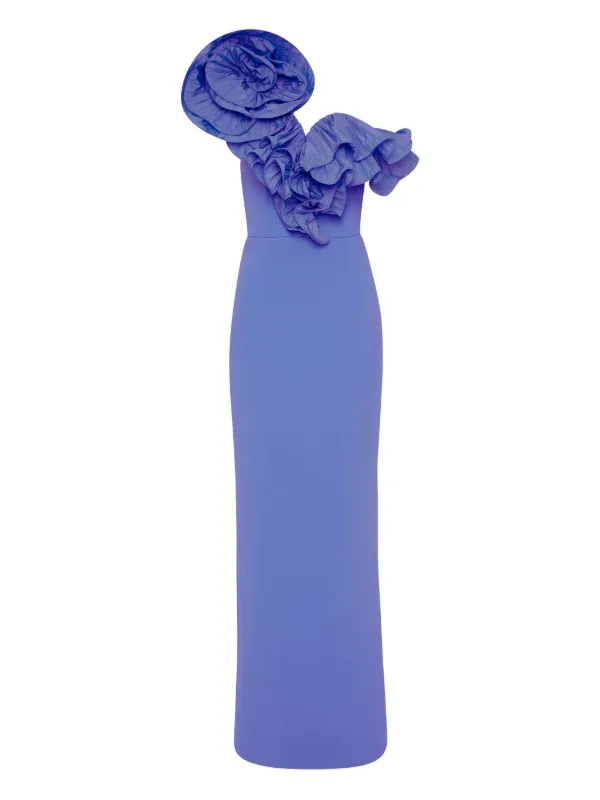 Rebecca Vallance ruffle-detail one-shoulder Maxi Evening Dress