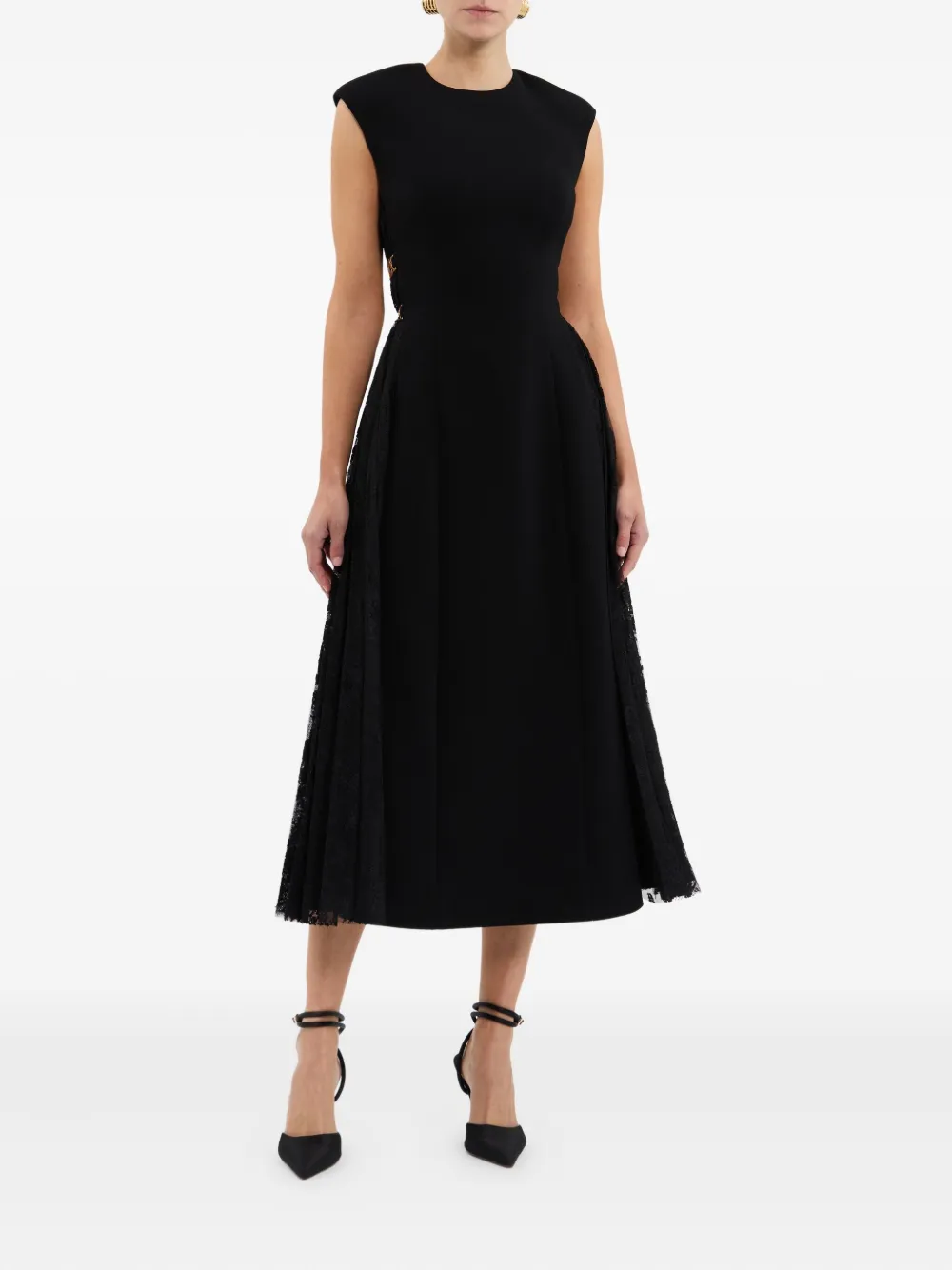 Rebecca Vallance Milena lace midi dress Zwart