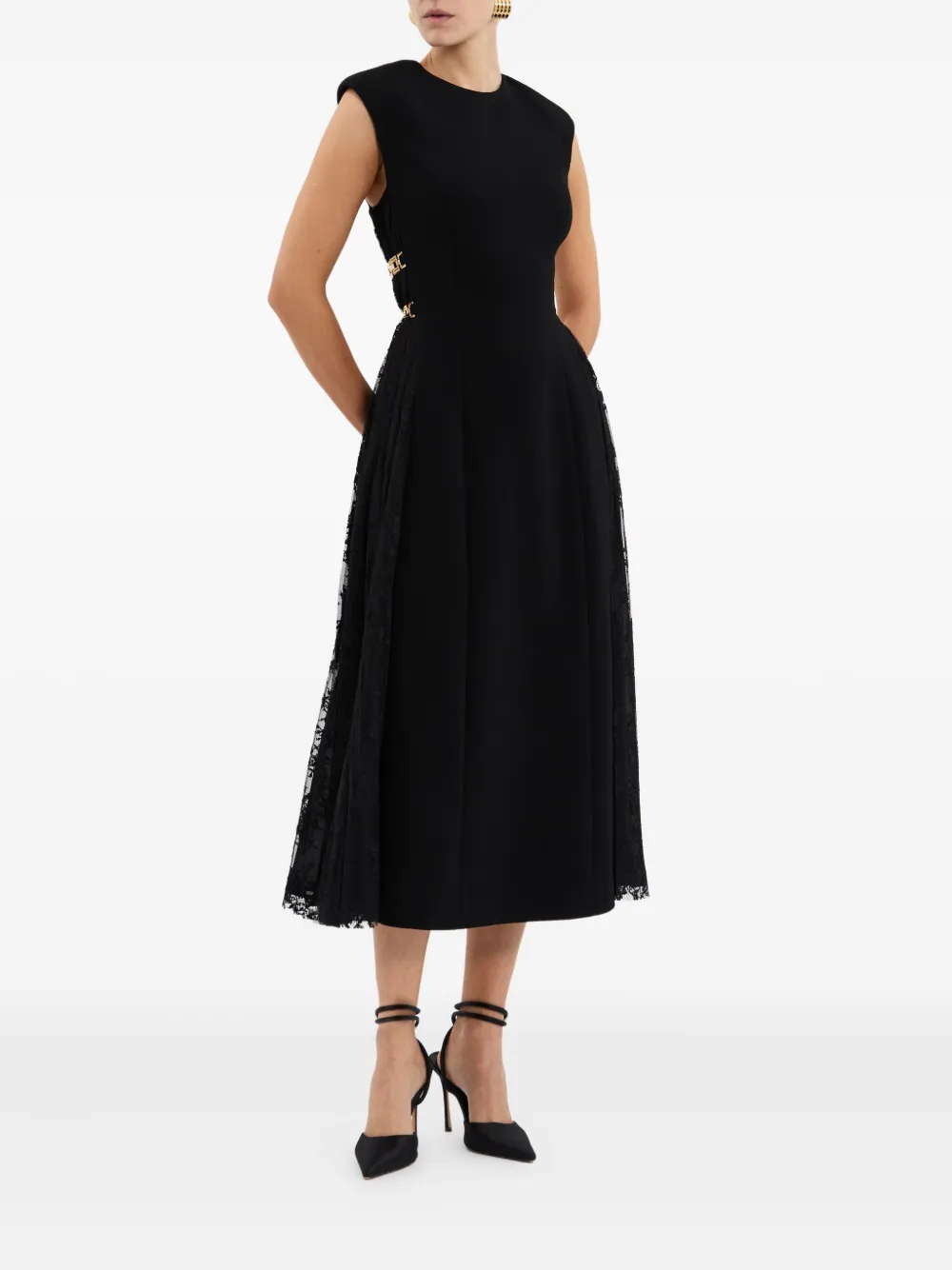 Rebecca Vallance Milena lace midi dress Zwart