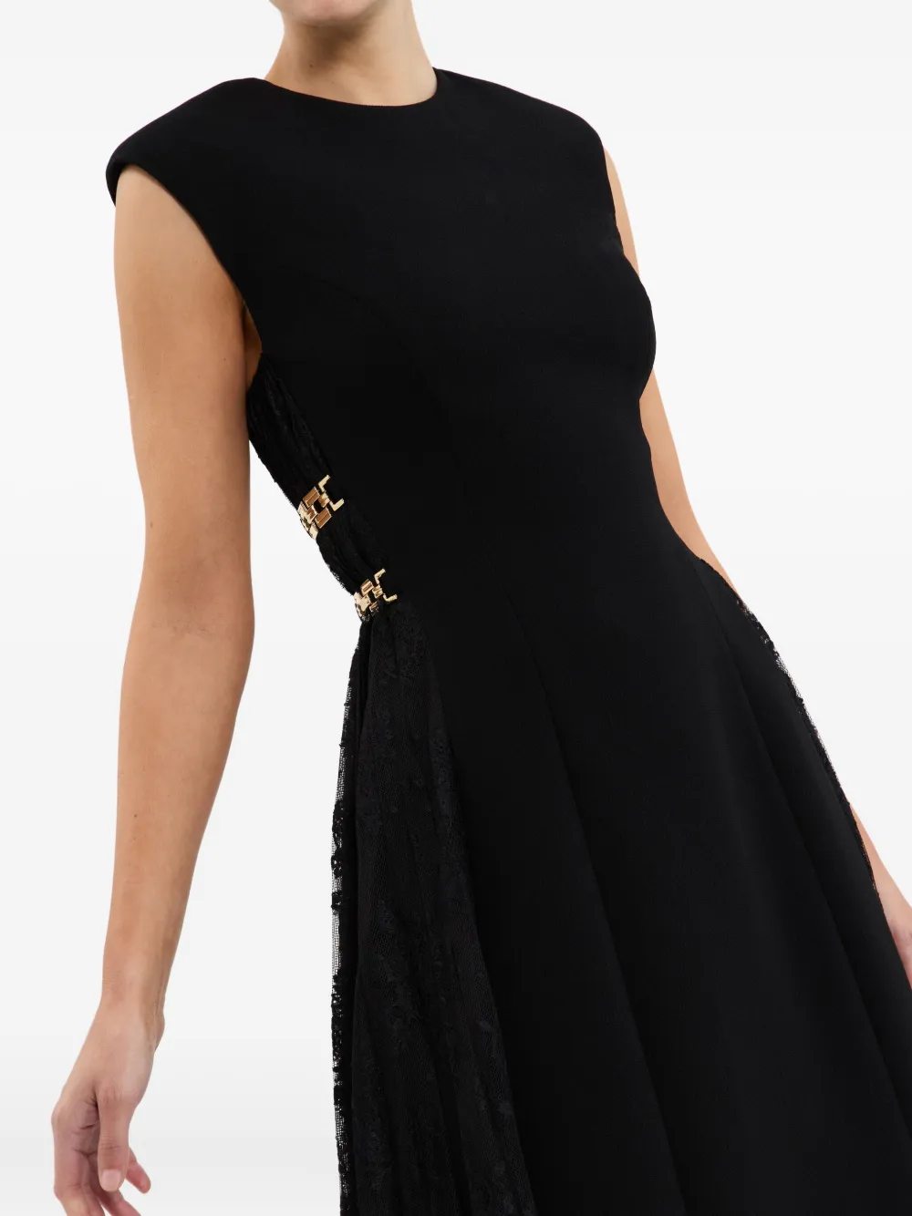Rebecca Vallance Milena lace midi dress Zwart