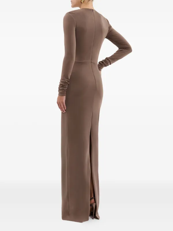 Rebecca Vallance Misha long-sleeve ring-detail Maxi Dress | Brown |  FARFETCH PL