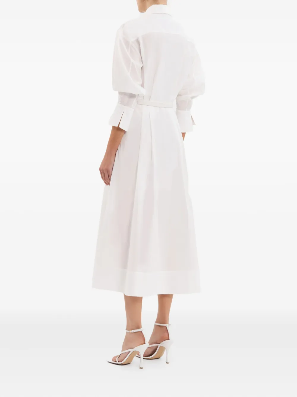 Rebecca Vallance Lace-embellished Belted Midi Dress In White