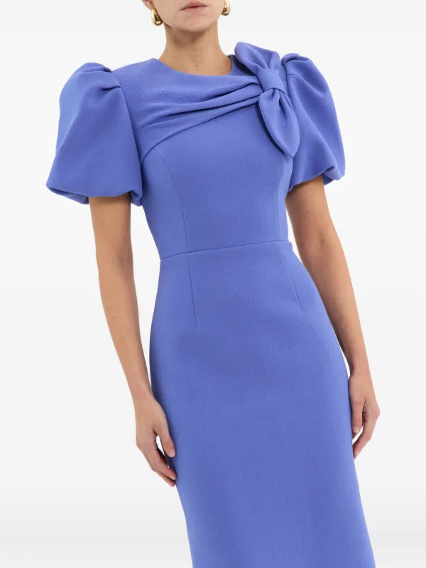 Rebecca Vallance Violetta puff-sleeve Bow Dress | Blue