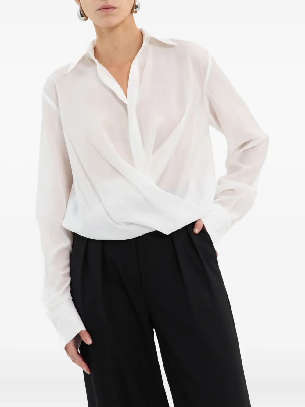 Rebecca Vallance Noor wikkelblouse met kraag Wit