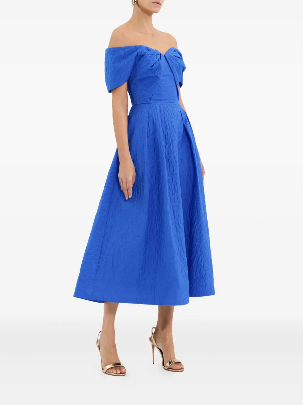 Rebecca Vallance Viola off-shoulder midi-jurk - Blauw