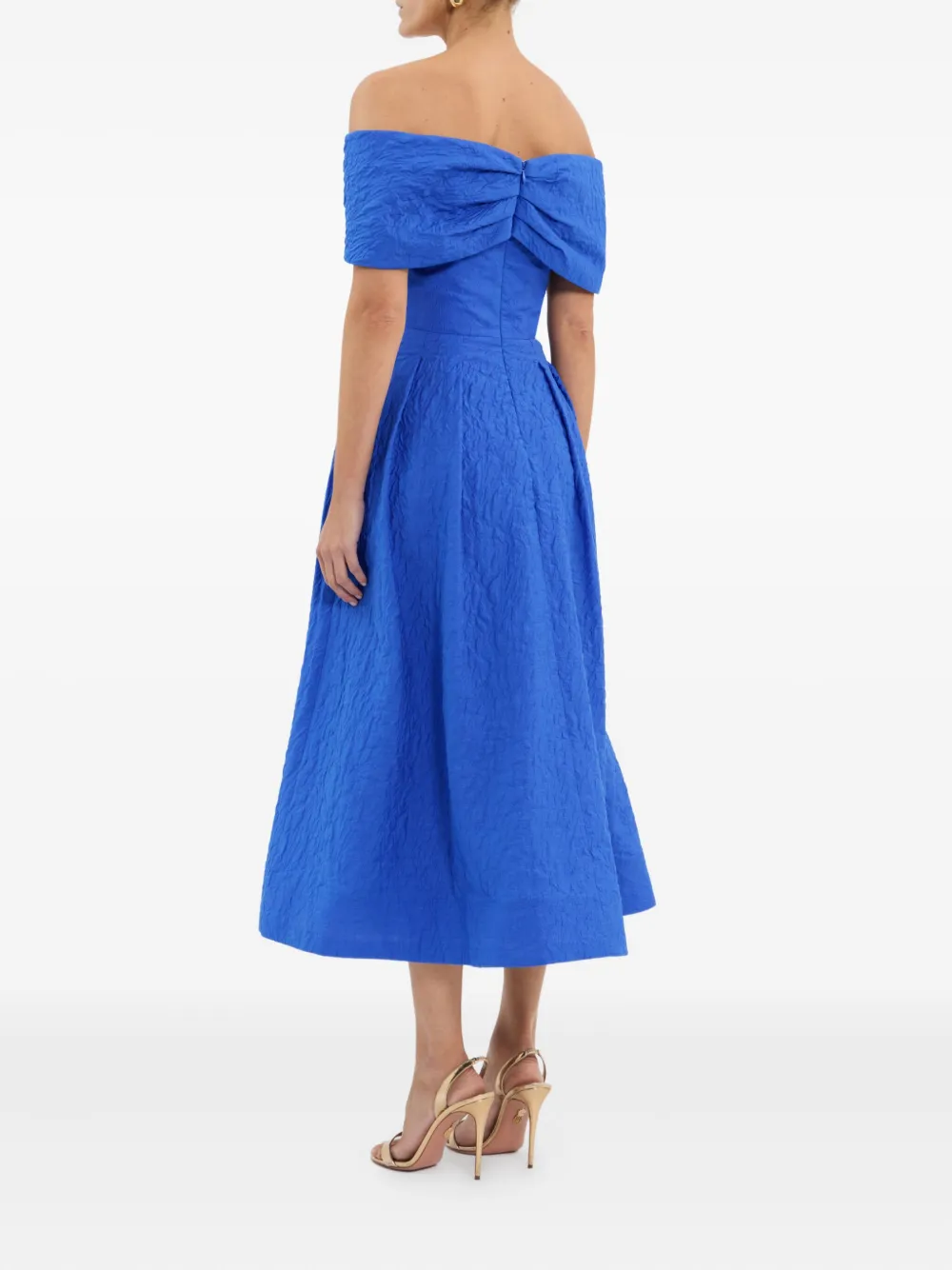 Rebecca Vallance Viola Off-shoulder Midi Dress In Blue