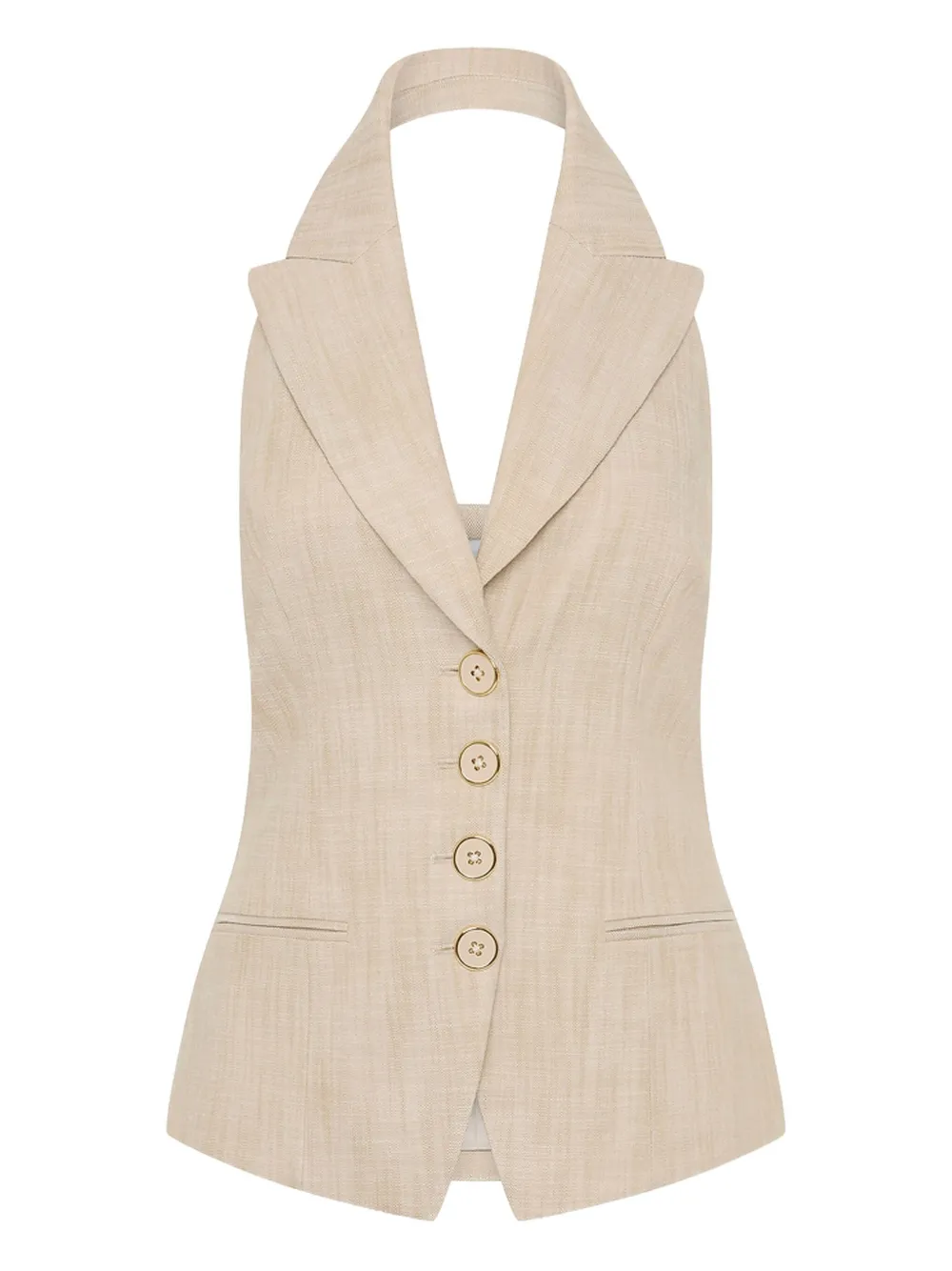 Rebecca Vallance Andy Halterneck Buttoned Vest In Neutral