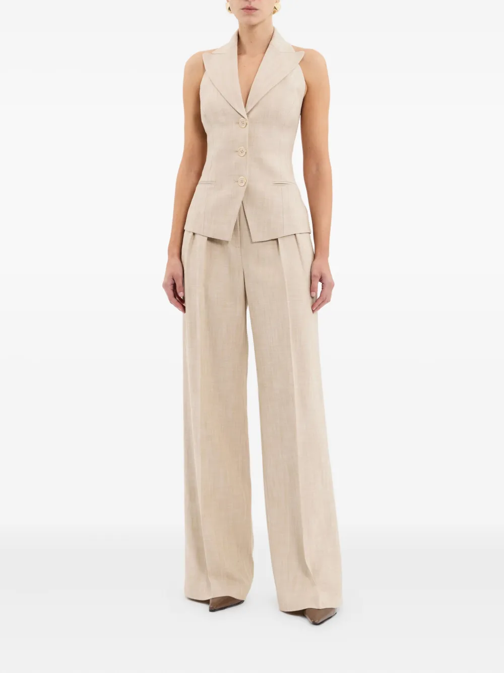 Rebecca Vallance Andy Halterneck Buttoned Vest In Neutral