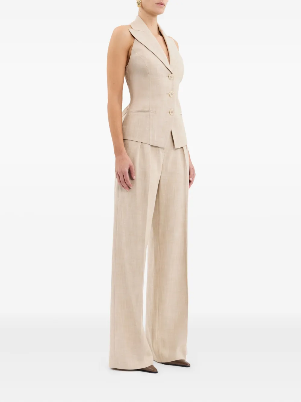 Rebecca Vallance Andy Halterneck Buttoned Vest In Neutral
