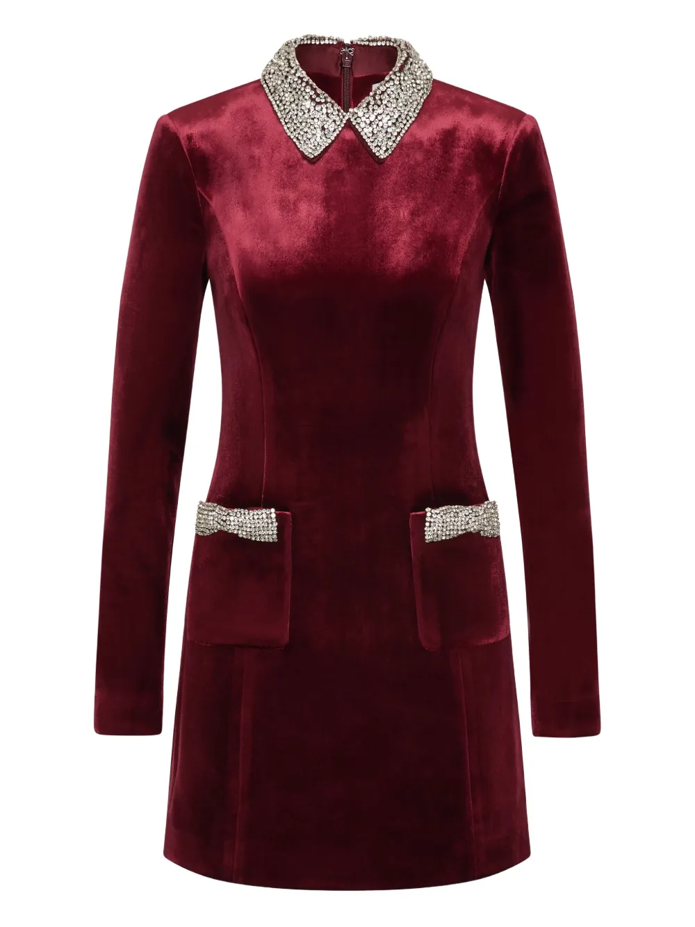 Rebecca Vallance Edwiena Embellished Velvet Minidress In Red