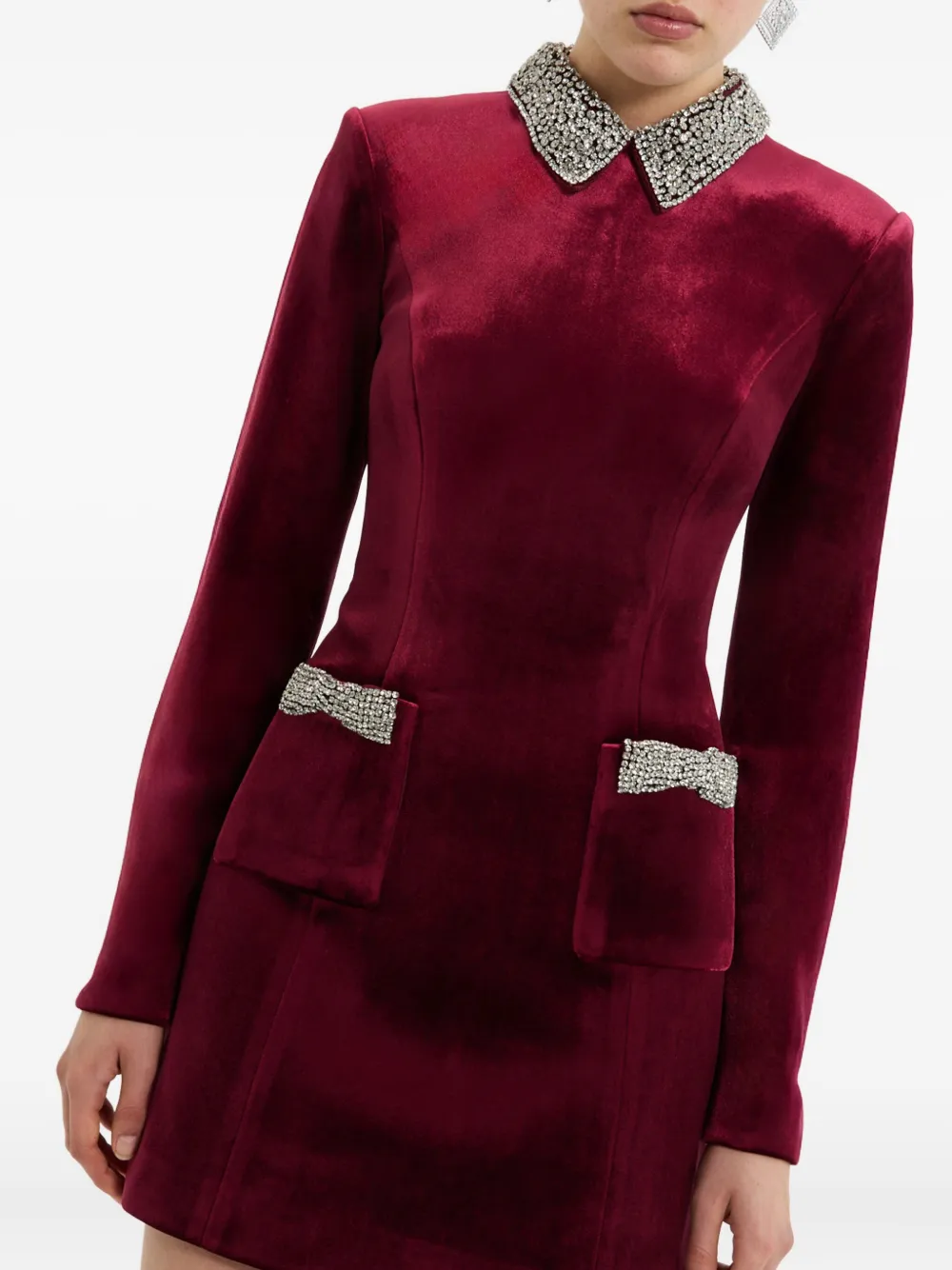 Rebecca Vallance Edwiena Embellished Velvet Minidress In Red