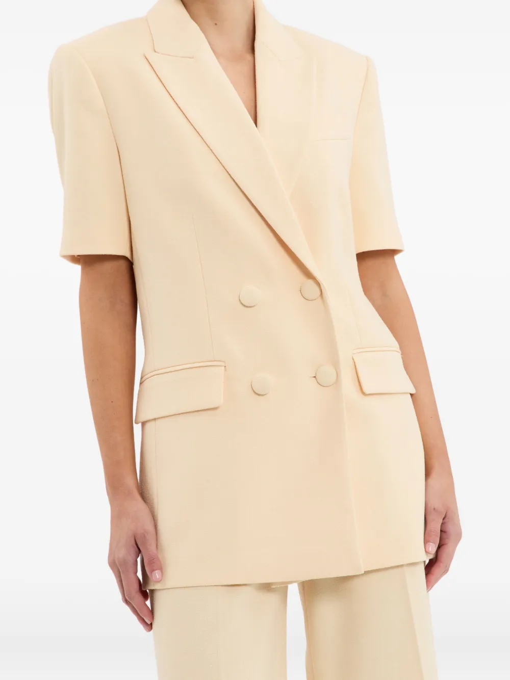 Rebecca Vallance short-sleeve double-breasted blazer Geel