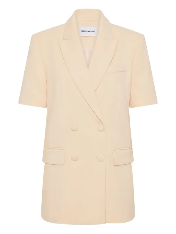 Rebecca Vallance Short-sleeve Double-breasted Blazer in Yellow