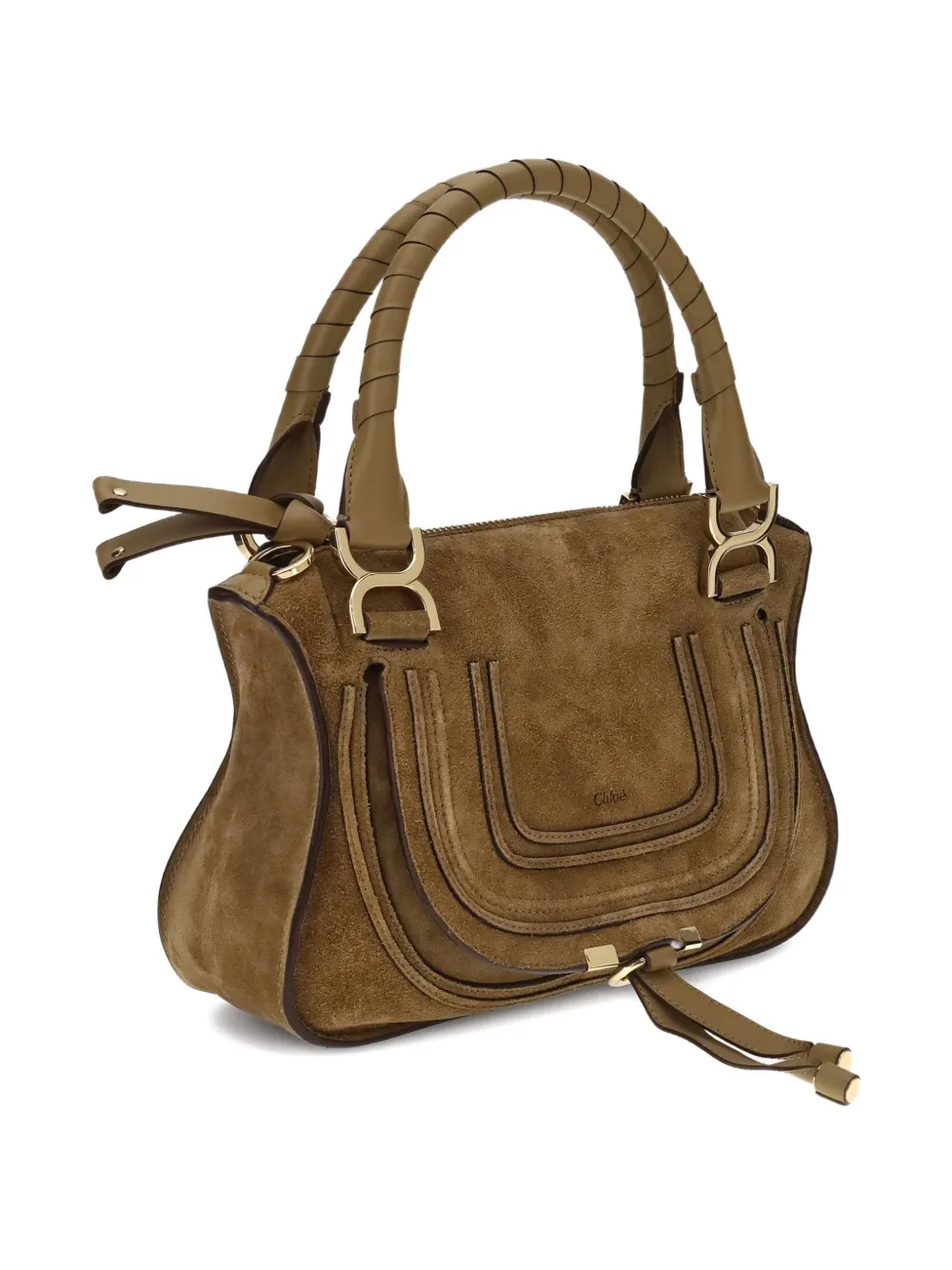 Chloé Marcie kleine suède leren crossbodytas Bruin
