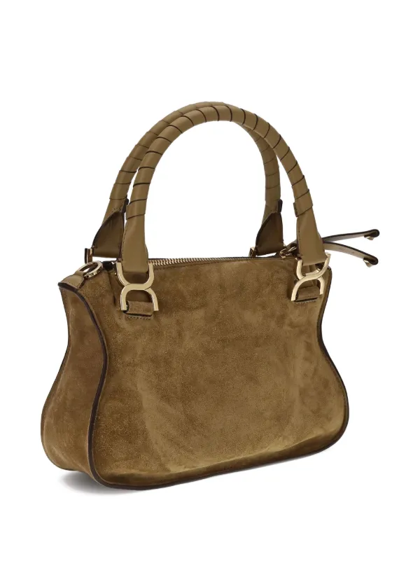 Chloé Marcie かごバッグ ブラウン/ベージュ Chloé Small Marcie suede-leather Cross Body Bag | Brown | FARFETCH